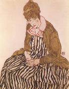 Edith Schiele,Seated (mk12) Egon Schiele